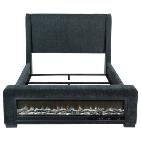  Coaster Furniture Preston 305821KE Upholstered Eastern King Audio Flame Visualizer Bed - Dark Blue IMAGE 8