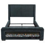  Coaster Furniture Preston 305821Q Upholstered Queen Audio Flame Visualizer Bed - Dark Blue IMAGE 7