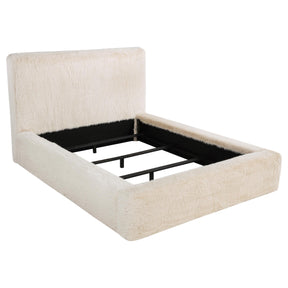  Coaster Furniture Rebecca 306141KE Faux Fur Upholstered Eastern King Bed - Cream IMAGE 1