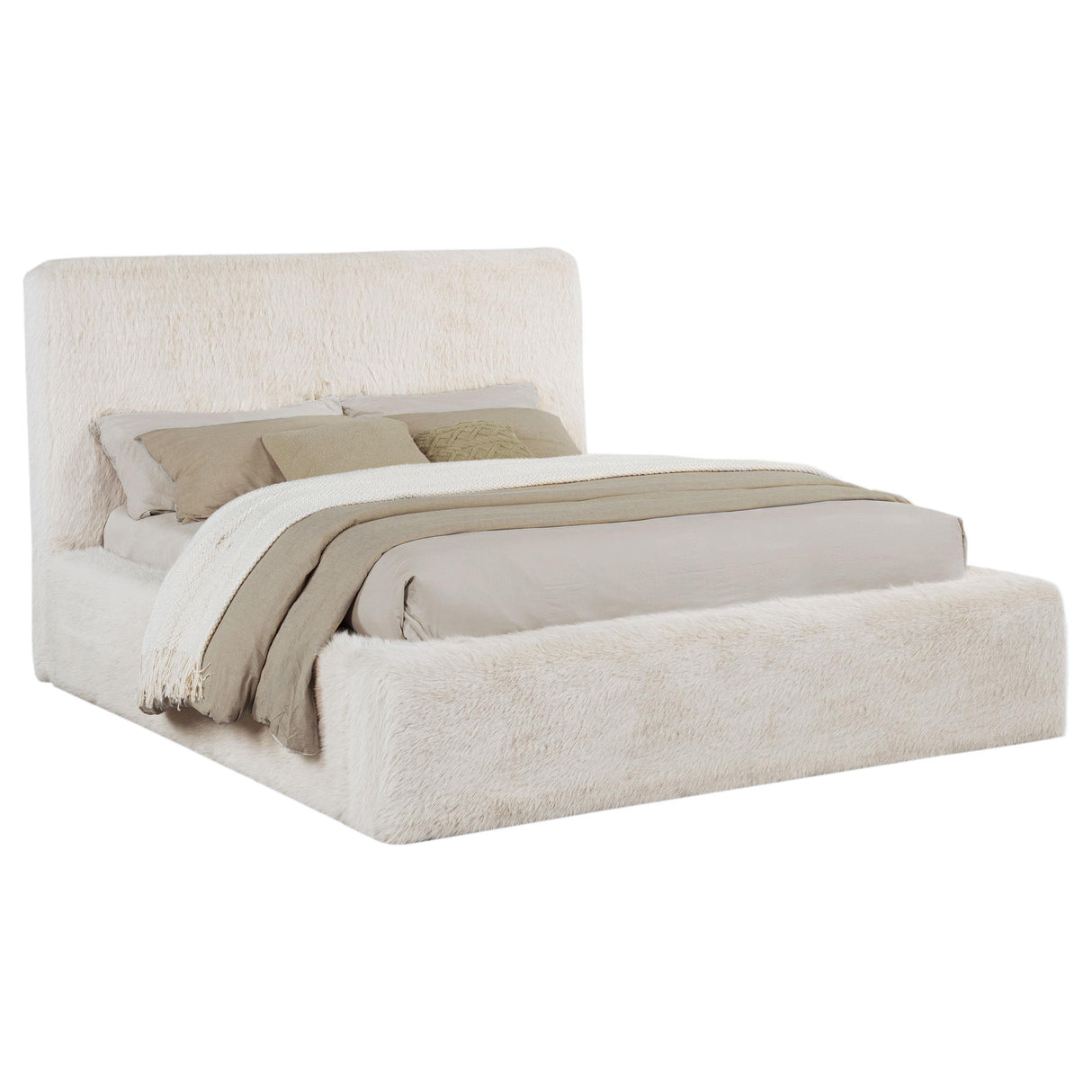  Coaster Furniture Rebecca 306141KW Faux Fur Upholstered California King Bed - Cream IMAGE 3