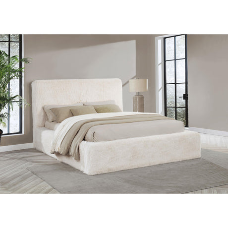  Coaster Furniture Rebecca 306141Q Faux Fur Upholstered Queen Bed - Cream IMAGE 2