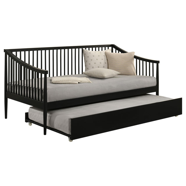  Coaster Furniture Delgado 310027 Windsor Twin Wood Daybed with Trundle - Black IMAGE 1