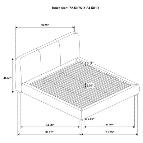  Coaster Furniture Mokena 310090KW 46-inch Upholstered California King Platform Bed - Taupe IMAGE 8