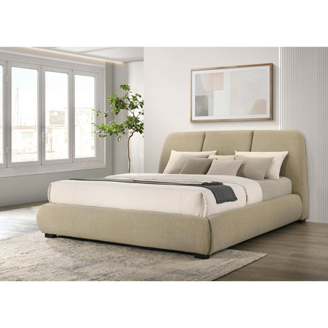 Coaster Furniture Mokena 310091KE 46-inch Upholstered Eastern King Platform Bed - Brown IMAGE 4