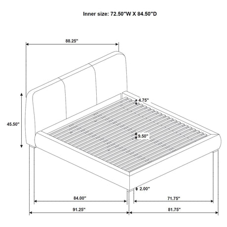  Coaster Furniture Mokena 310091KW 46-inch Upholstered California King Platform Bed - Brown IMAGE 8