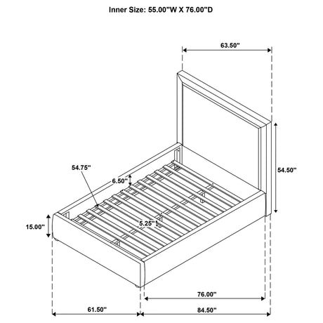  Coaster Furniture Lawson 315835MF 54-inch Upholstered Full Panel Platform Bed - Mushroom IMAGE 9