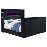  Coaster Furniture Tisdall 315868BLKKE Eastern King Flame Visualizer Wingback TV Bed - Black IMAGE 1
