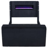  Coaster Furniture Tisdall 315868BLKKE Eastern King Flame Visualizer Wingback TV Bed - Black IMAGE 4