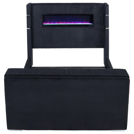 Coaster Furniture Tisdall 315868BLKKE Eastern King Flame Visualizer Wingback TV Bed - Black IMAGE 4