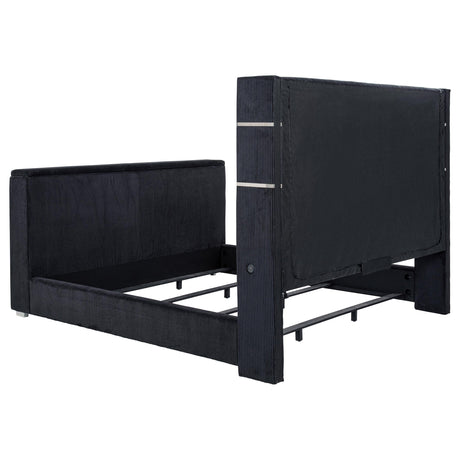  Coaster Furniture Tisdall 315868BLKKE Eastern King Flame Visualizer Wingback TV Bed - Black IMAGE 5