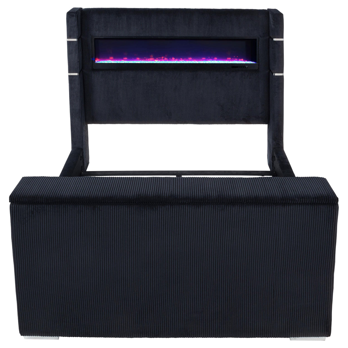  Coaster Furniture Tisdall 315868BLKQ Queen Flame Visualizer Wingback TV Bed - Black IMAGE 2
