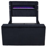  Coaster Furniture Tisdall 315868BLKQ Queen Flame Visualizer Wingback TV Bed - Black IMAGE 2