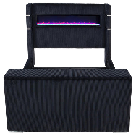  Coaster Furniture Tisdall 315868BLKQ Queen Flame Visualizer Wingback TV Bed - Black IMAGE 2