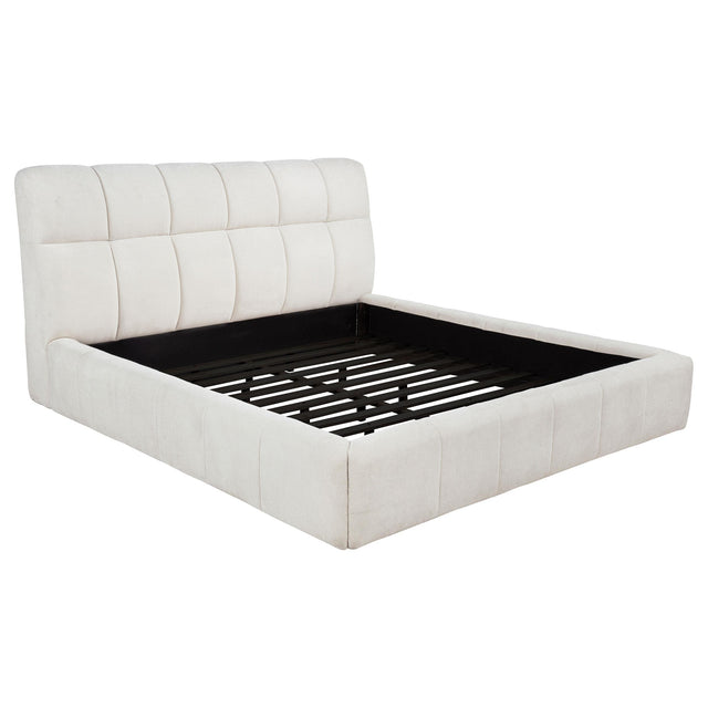  Coaster Furniture Nollet 315917CRMKE 48-inch Upholstered Eastern King Platform Bed - Cream IMAGE 1