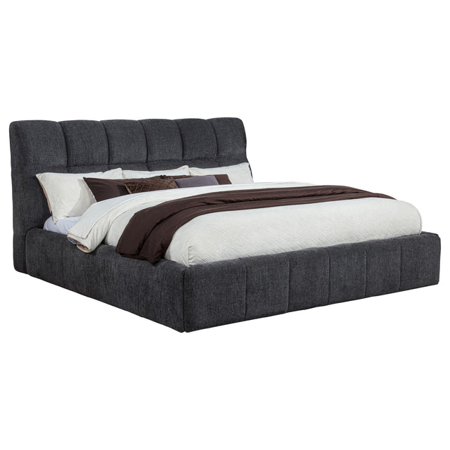  Coaster Furniture Nollet 315917GRYKE 48-inch Upholstered Eastern King Platform Bed - Grey IMAGE 1