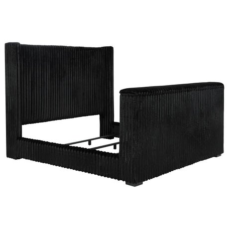  Coaster Furniture Centergrove 315945KW Upholstered California King Wingback TV Bed - Black IMAGE 1