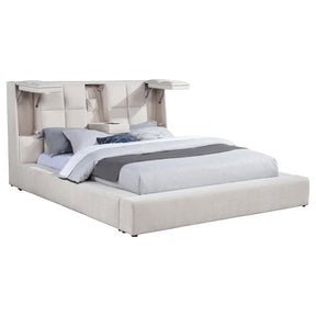  Coaster Furniture Dreux 315948CRMKE Upholstered Eastern King Panel Platform Bed - Cream IMAGE 1