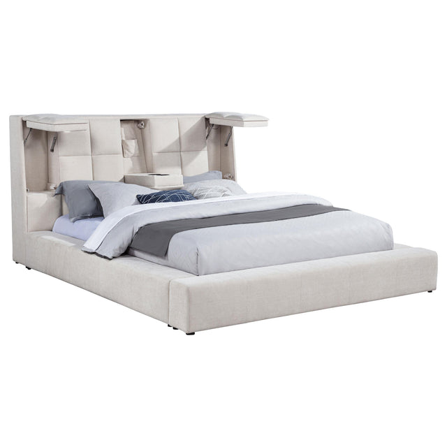  Coaster Furniture Dreux 315948CRMKE Upholstered Eastern King Panel Platform Bed - Cream IMAGE 1