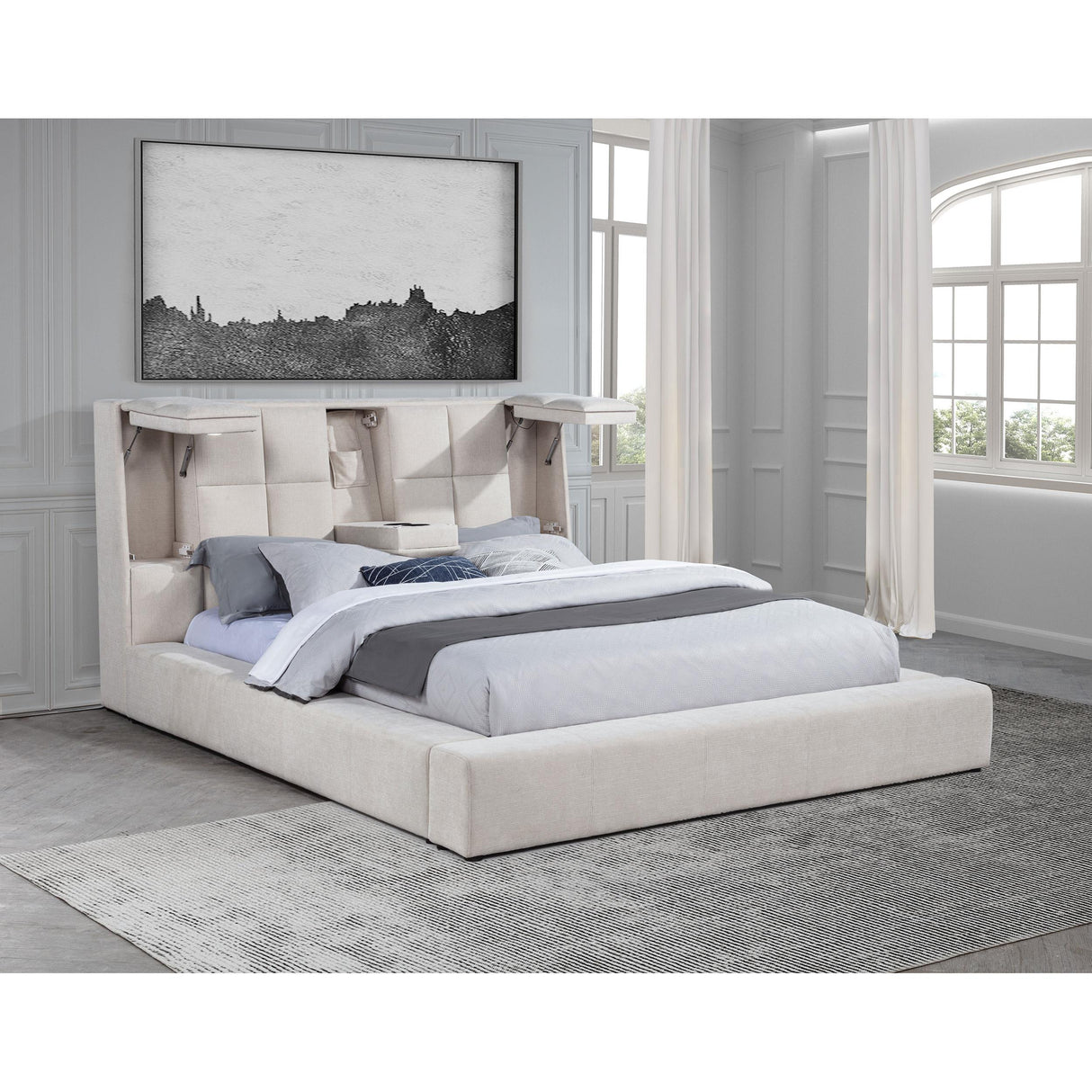  Coaster Furniture Dreux 315948CRMQ Upholstered Queen Panel Platform Bed - Cream IMAGE 9