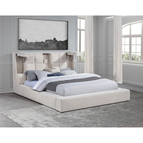 Coaster Furniture Dreux 315948CRMQ Upholstered Queen Panel Platform Bed - Cream IMAGE 9