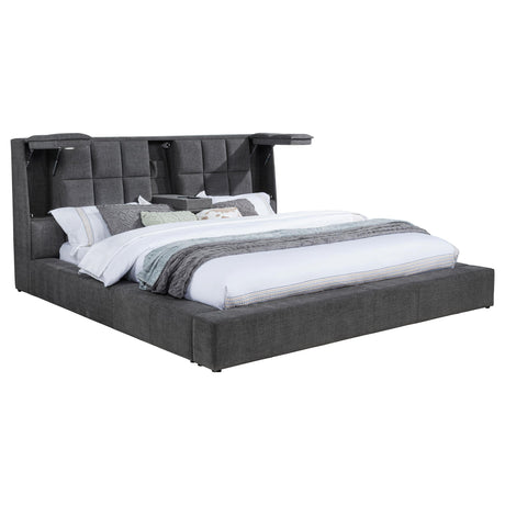  Coaster Furniture Dreux 315948GRYKE Upholstered Eastern King Panel Platform Bed - Grey IMAGE 1