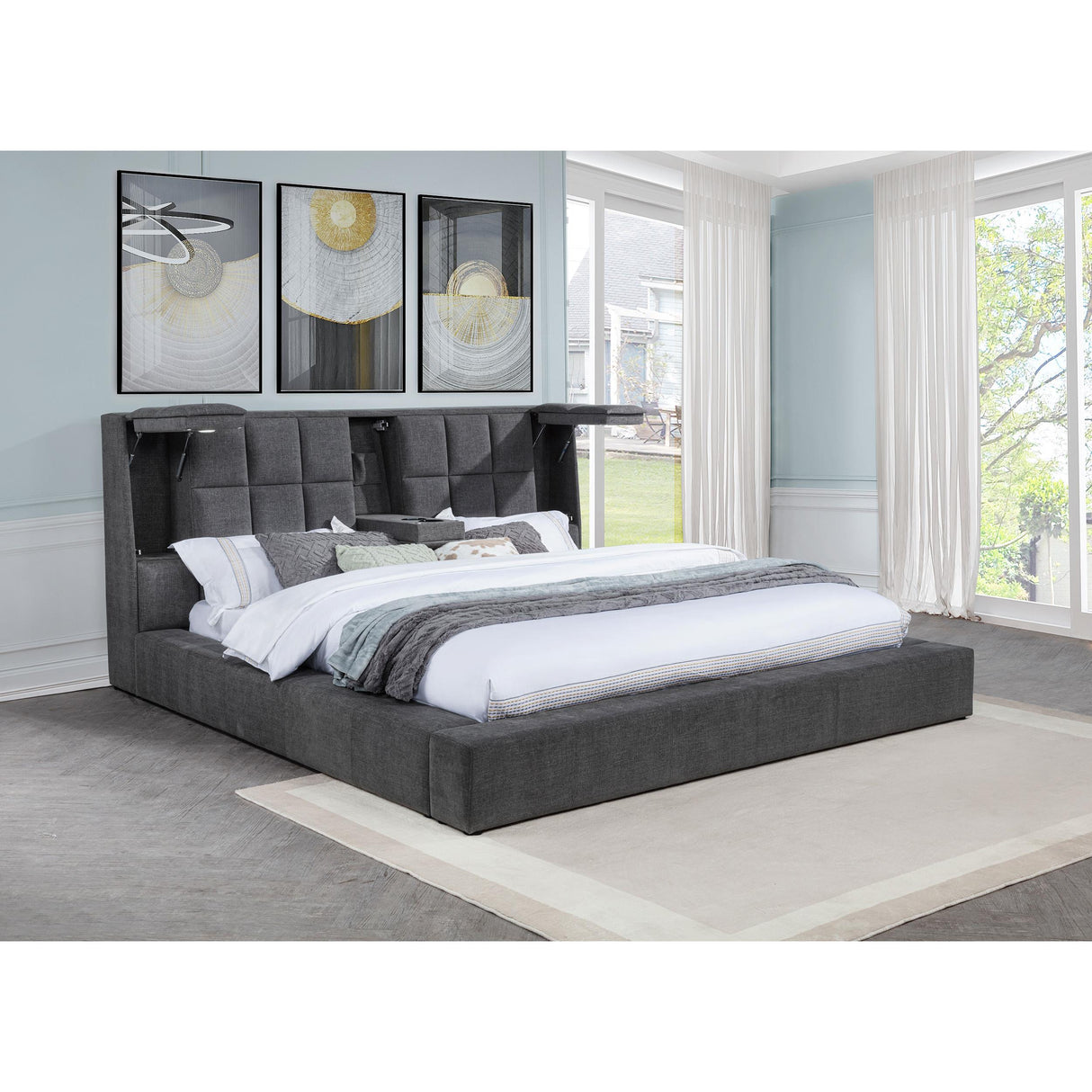  Coaster Furniture Dreux 315948GRYKW Upholstered California King Panel Platform Bed - Grey IMAGE 9