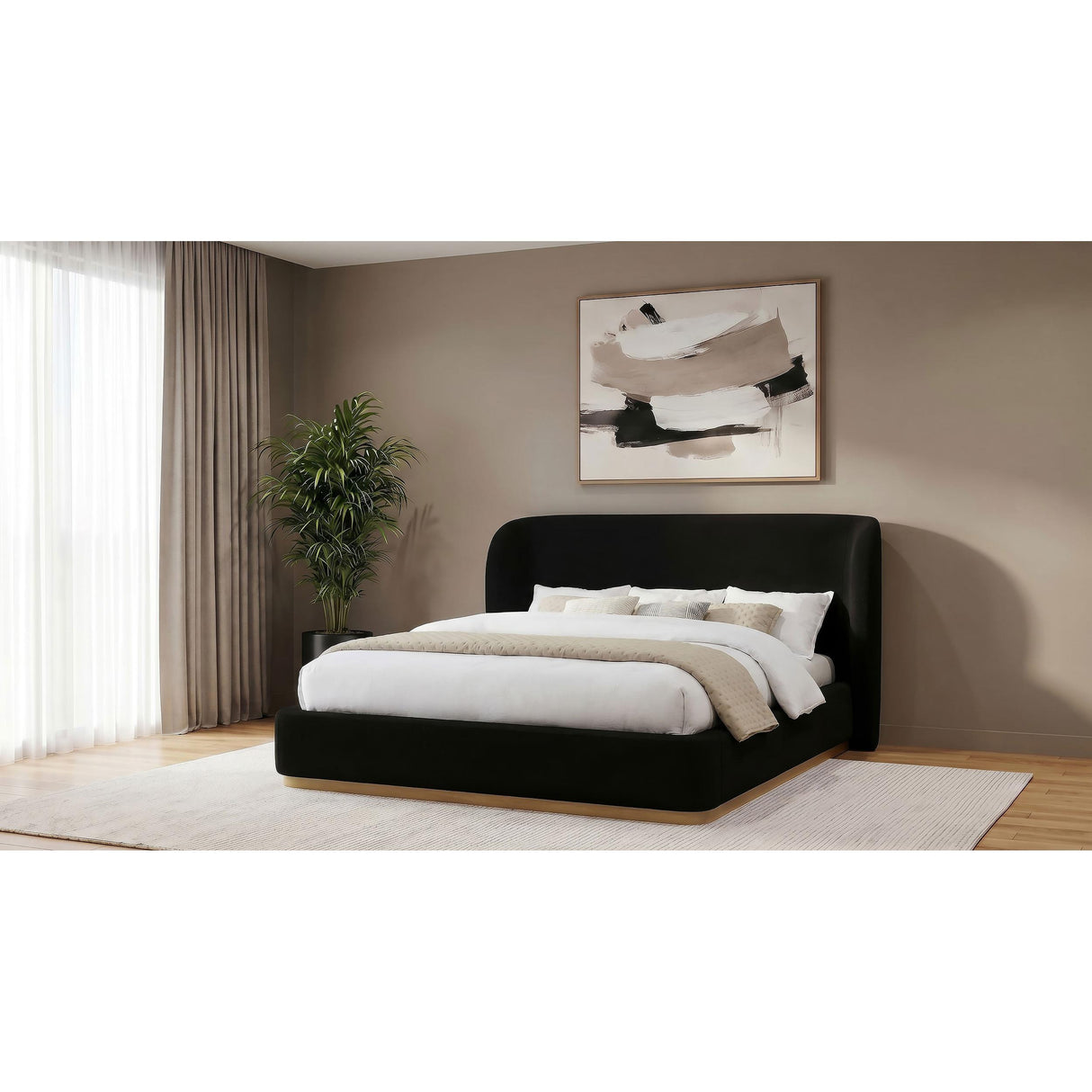  Coaster Furniture Blaire 315967BLKKE Upholstered Eastern King Wingback Platform Bed - Black IMAGE 4