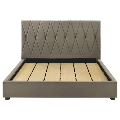  Coaster Furniture Delsea 315975KE Upholstered Eastern King Platform Bed - Light Brown IMAGE 4