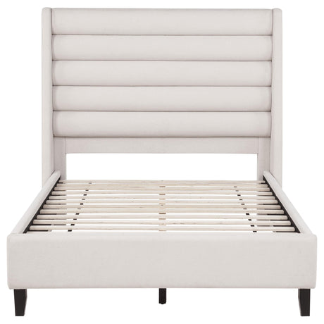  Coaster Furniture Leslie 315983F Upholstered Tufted Full Wingback Platform Bed - Beige IMAGE 3