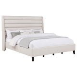  Coaster Furniture Leslie 315983KE Upholstered Tufted Eastern King Wingback Platform Bed - Beige IMAGE 5