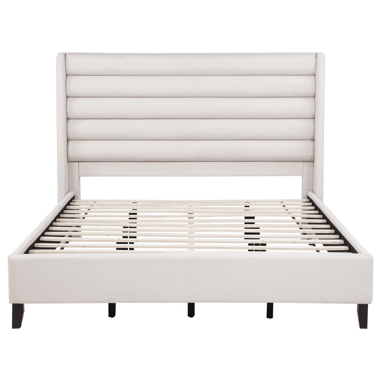  Coaster Furniture Leslie 315983KW Upholstered Tufted California King Wingback Platform Bed - Beige IMAGE 2