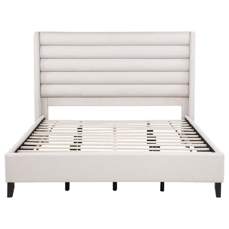  Coaster Furniture Leslie 315983KW Upholstered Tufted California King Wingback Platform Bed - Beige IMAGE 2