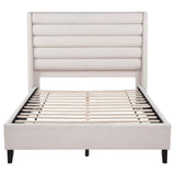  Coaster Furniture Leslie 315983Q Upholstered Tufted Queen Wingback Platform Bed - Beige IMAGE 3