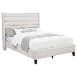  Coaster Furniture Leslie 315983Q Upholstered Tufted Queen Wingback Platform Bed - Beige IMAGE 5