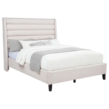  Coaster Furniture Leslie 315983Q Upholstered Tufted Queen Wingback Platform Bed - Beige IMAGE 5