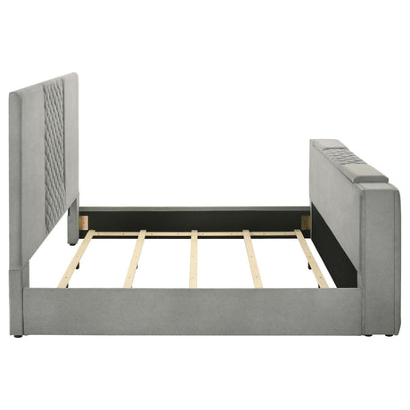  Coaster Furniture Tara 315994KE 61-inch Upholstered Eastern King Panel TV Bed - Grey IMAGE 11