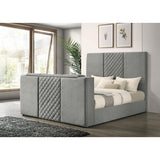  Coaster Furniture Tara 315994KE 61-inch Upholstered Eastern King Panel TV Bed - Grey IMAGE 5