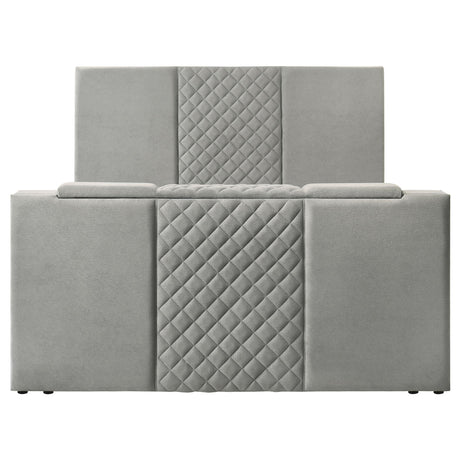  Coaster Furniture Tara 315994KE 61-inch Upholstered Eastern King Panel TV Bed - Grey IMAGE 6