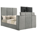  Coaster Furniture Tara 315994Q 61-inch Upholstered Queen Panel TV Bed - Grey IMAGE 1