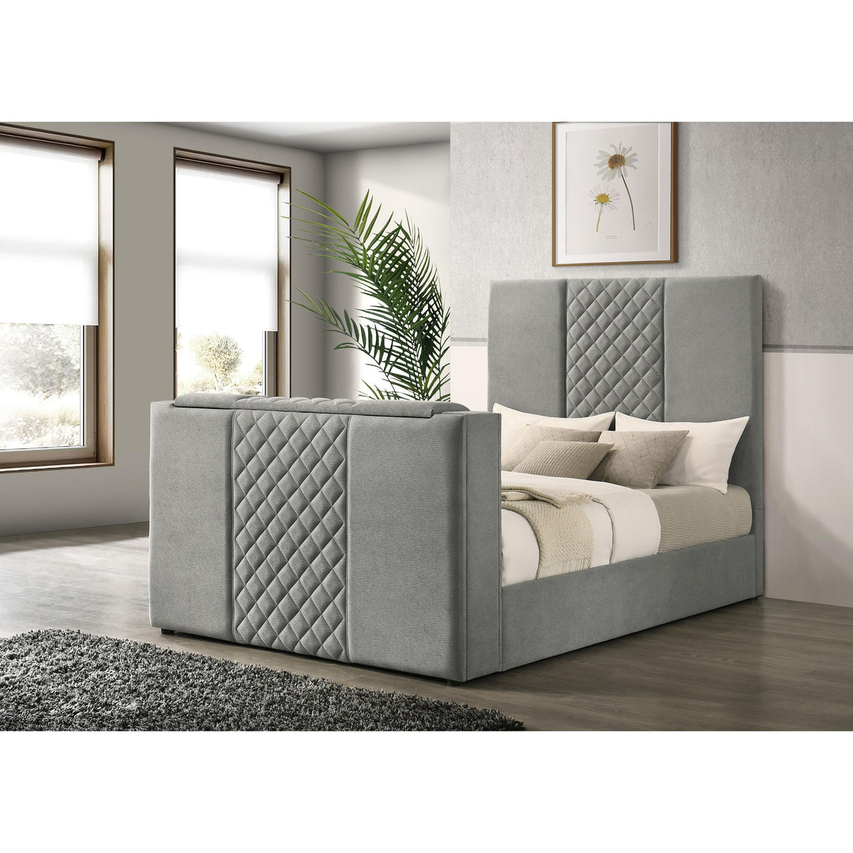  Coaster Furniture Tara 315994Q 61-inch Upholstered Queen Panel TV Bed - Grey IMAGE 5