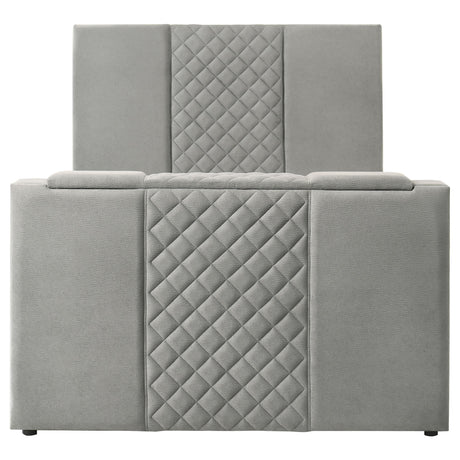  Coaster Furniture Tara 315994Q 61-inch Upholstered Queen Panel TV Bed - Grey IMAGE 6