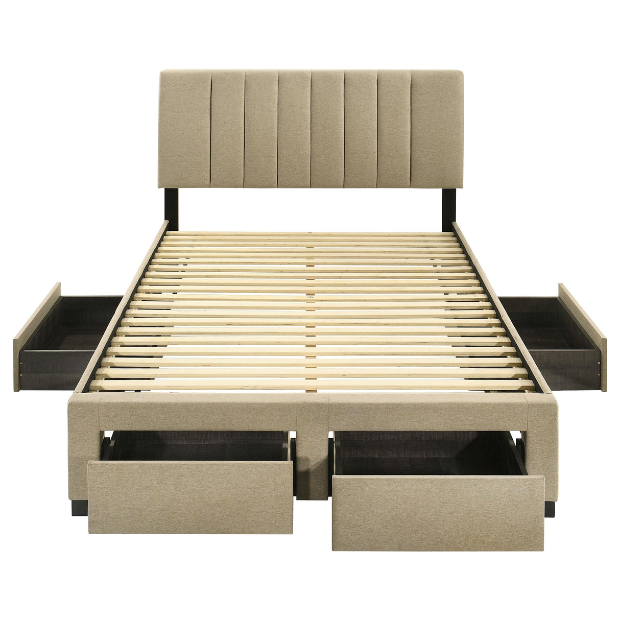  Coaster Furniture Wheatland 316010F 4-drawer Upholstered Full Storage Bed - Light Brown IMAGE 10