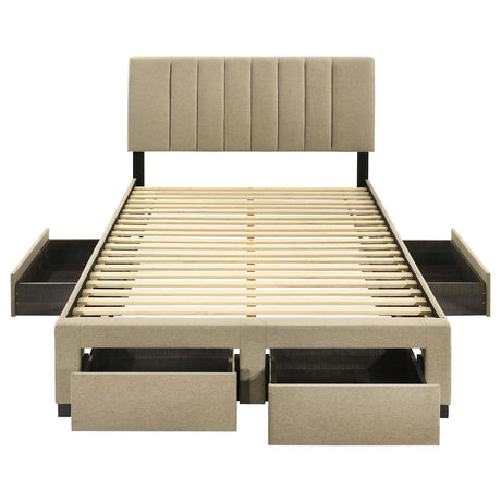  Coaster Furniture Wheatland 316010F 4-drawer Upholstered Full Storage Bed - Light Brown IMAGE 10