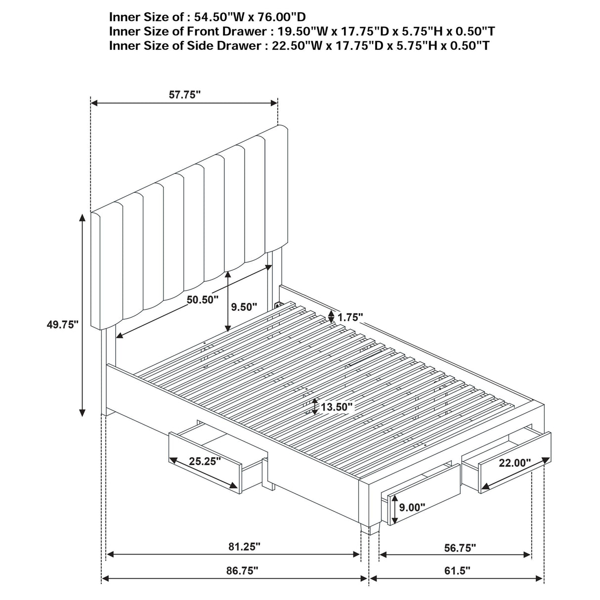  Coaster Furniture Wheatland 316010F 4-drawer Upholstered Full Storage Bed - Light Brown IMAGE 11