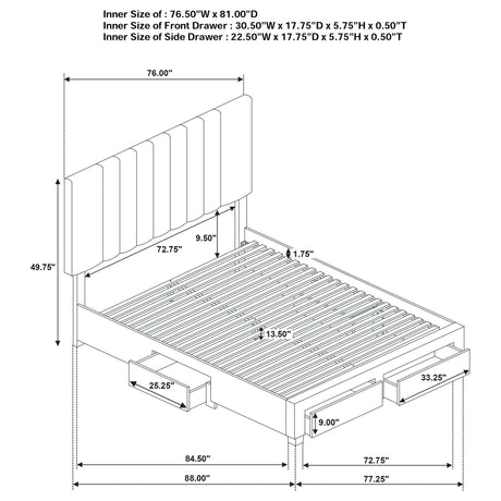  Coaster Furniture Wheatland 316010KE 4-drawer Upholstered Eastern King Storage Bed - Brown IMAGE 11