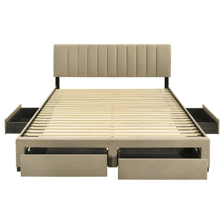  Coaster Furniture Wheatland 316010KE 4-drawer Upholstered Eastern King Storage Bed - Brown IMAGE 9