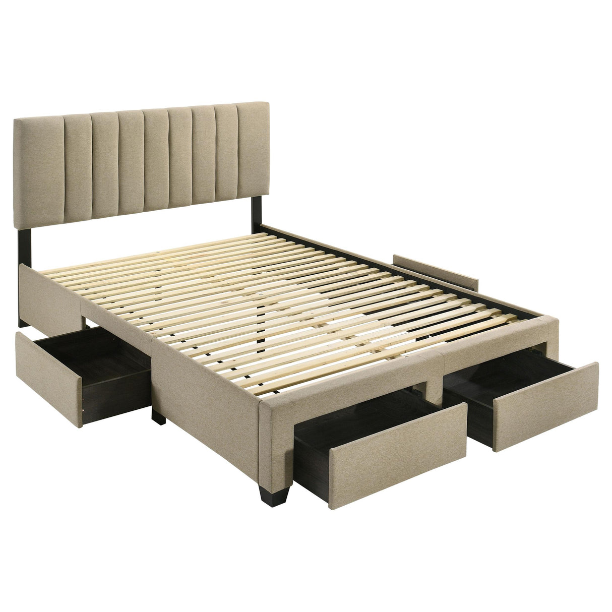  Coaster Furniture Wheatland 316010Q 4-drawer Upholstered Queen Storage Bed - Light Brown IMAGE 3