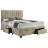  Coaster Furniture Wheatland 316010Q 4-drawer Upholstered Queen Storage Bed - Light Brown IMAGE 6