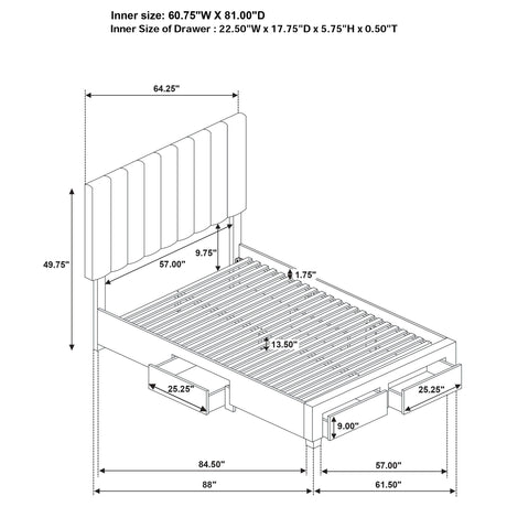  Coaster Furniture Wheatland 316010Q 4-drawer Upholstered Queen Storage Bed - Light Brown IMAGE 8