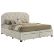  Coaster Furniture Marianna 316011KE 4-drawer Upholstered Eastern King Storage Bed - Cream IMAGE 1